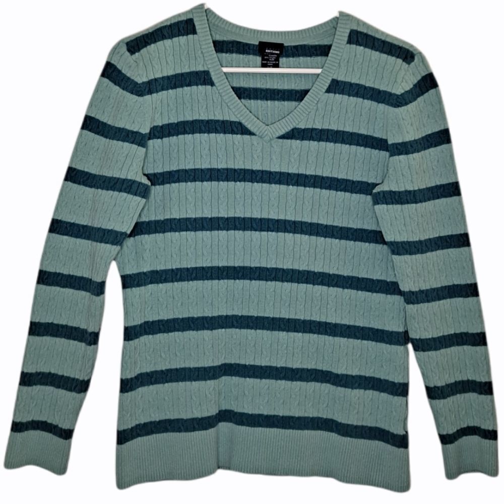 Basic Editions V-Neck Sweater Mint Large